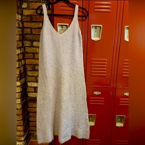 NWT ZARA Gray/Blue Alpaca & Wool Blend Knit Sleeveless Dress Size Large